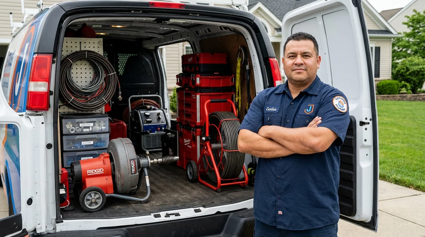 Professional drain cleaning equipment and Johns Plumbing LLC plumber in Valencia