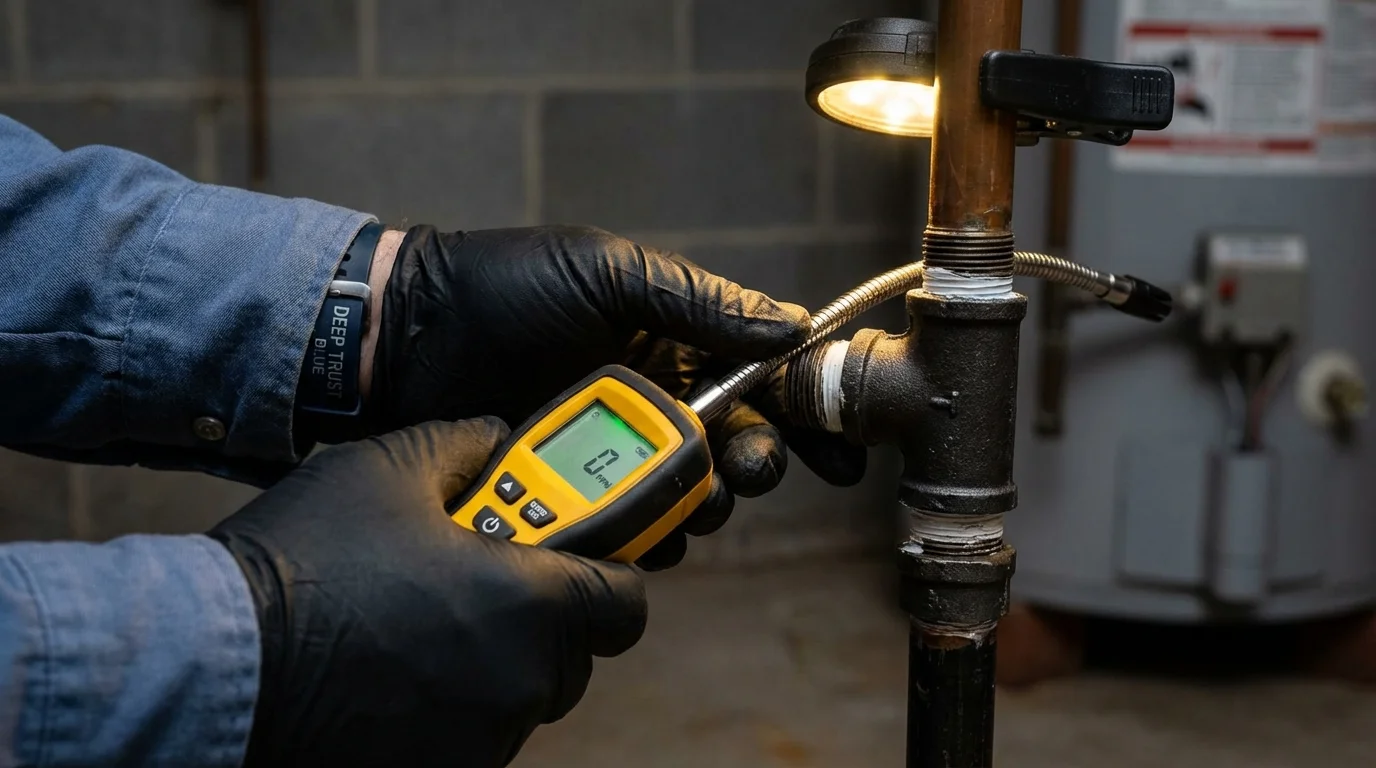 Gas leak detection with electronic sniffer by Johns Plumbing LLC in Valencia