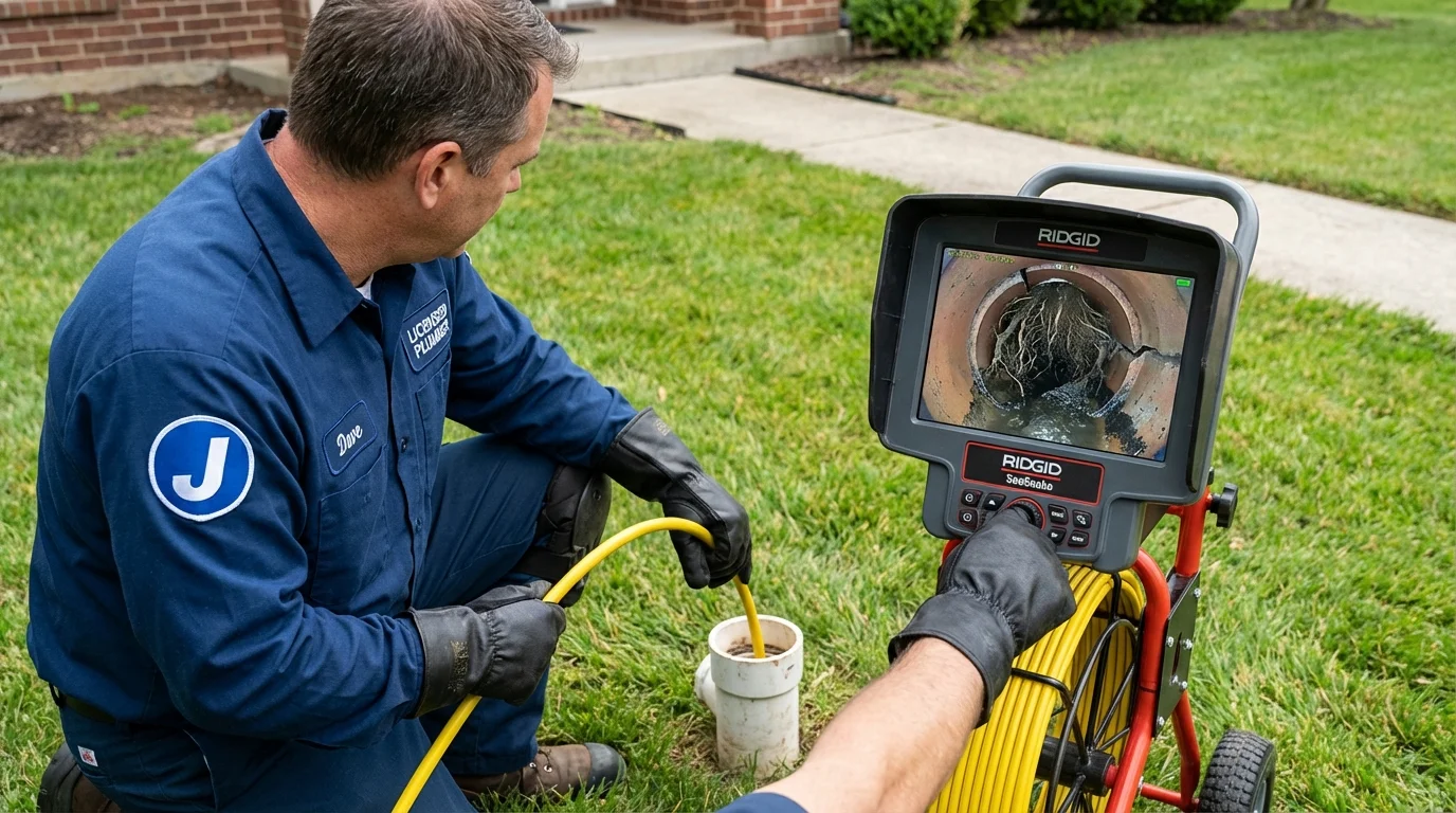 Sewer camera inspection being performed by Johns Plumbing LLC in Valencia